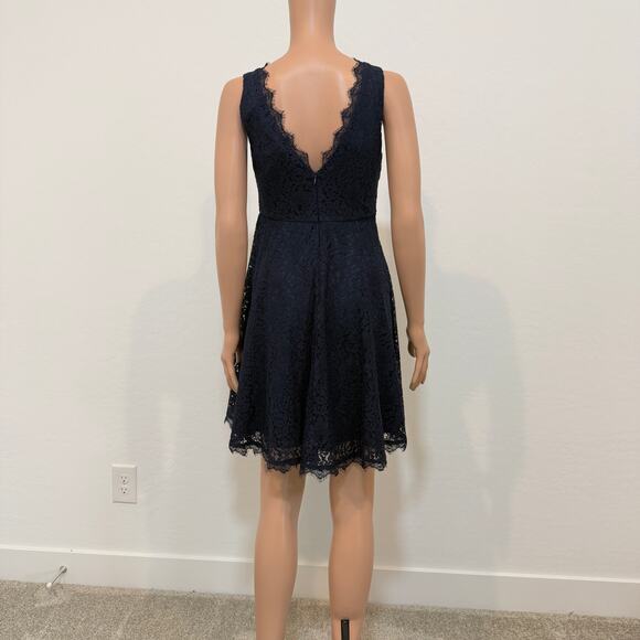 Soprano small lace overlay v neck fit and flare dress D4 2418 - Picture 13 of 13